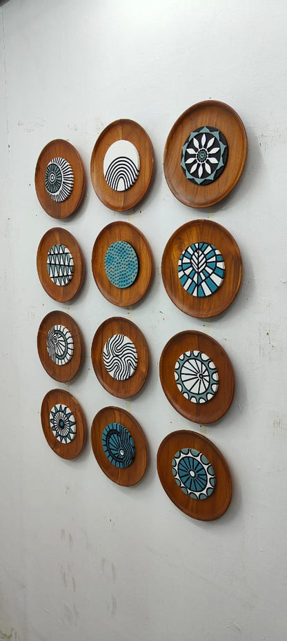 Artisan Carved Wooden Wall Sculpture – Set of 12 Framed Panels | Handcrafted Wall Art Decor - The Gharnish - A Unit of Satkala Creations