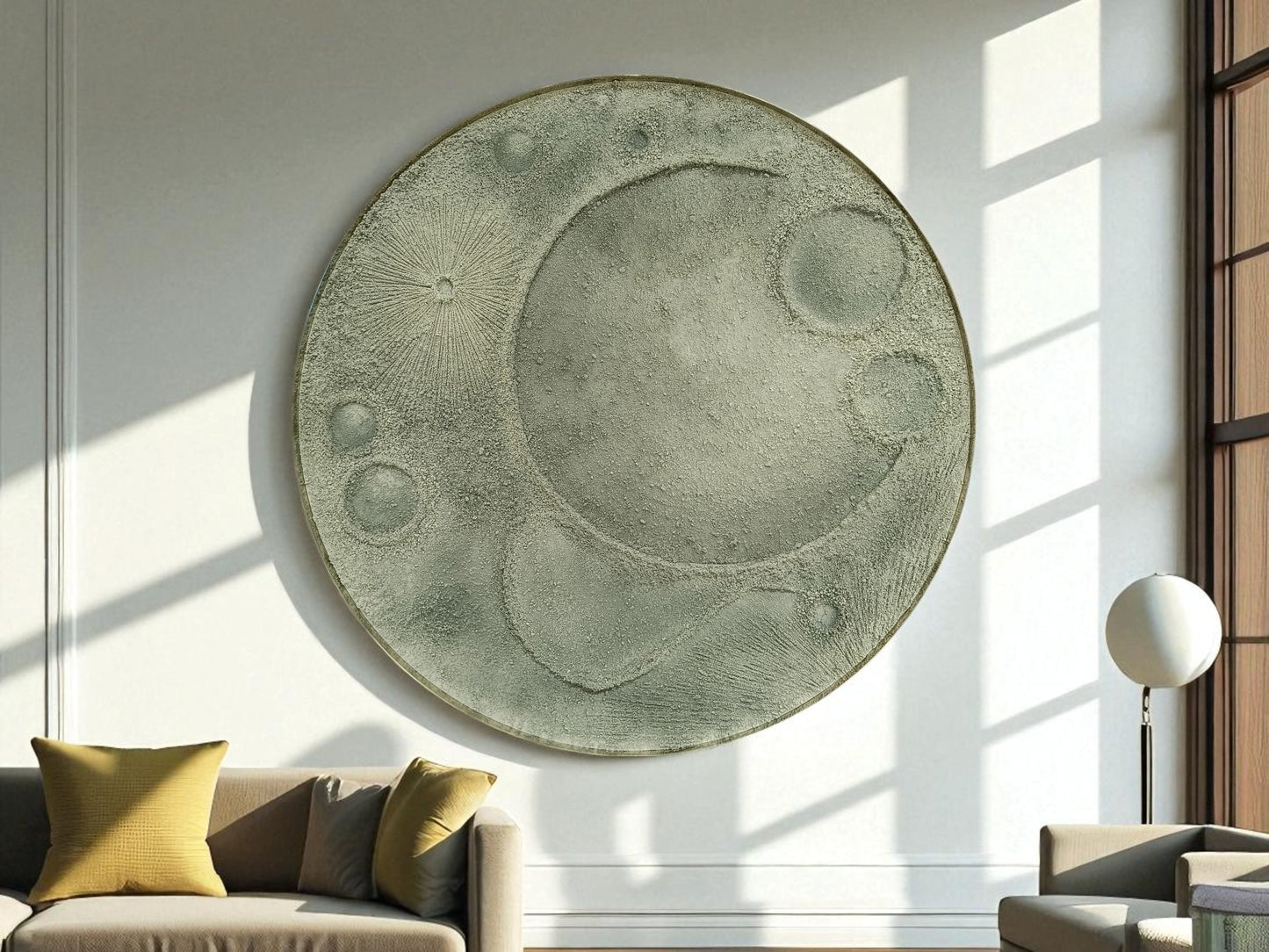 Large Round Textured Moon Inspired Wall Art | Modern 3D Statement Decor - The Gharnish - A Unit of Satkala Creations