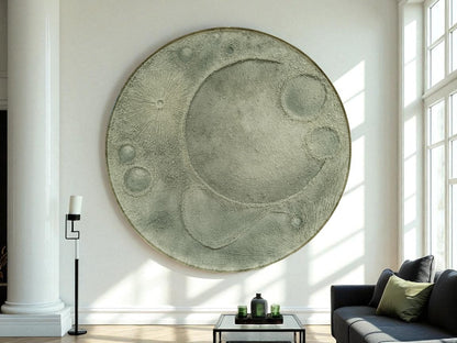 Large Round Textured Moon Inspired Wall Art | Modern 3D Statement Decor - The Gharnish - A Unit of Satkala Creations
