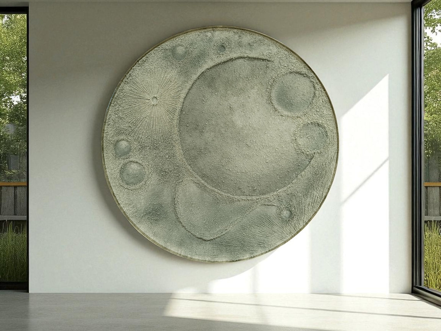 Large Round Textured Moon Inspired Wall Art | Modern 3D Statement Decor - The Gharnish - A Unit of Satkala Creations