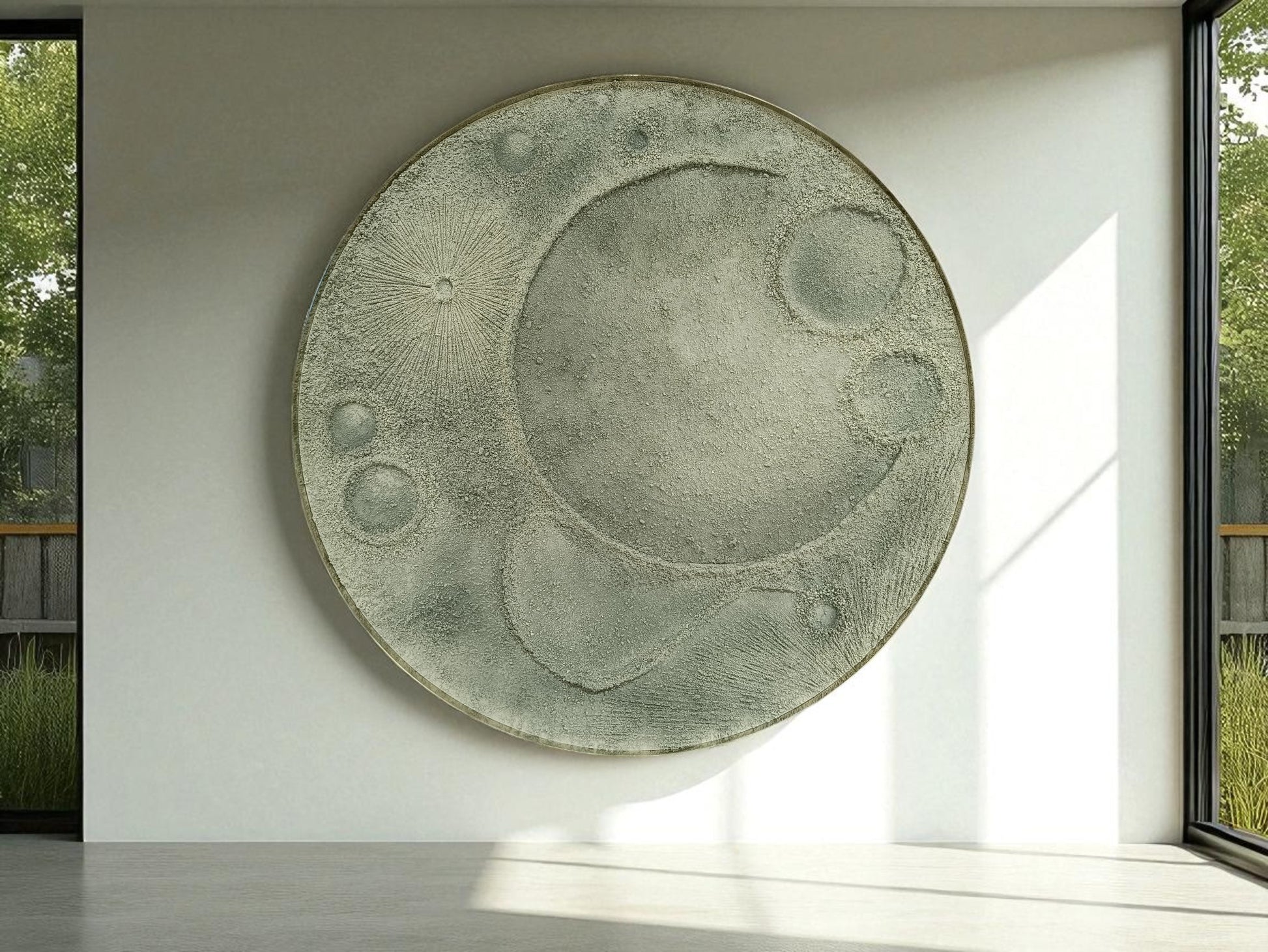 Large Round Textured Moon Inspired Wall Art | Modern 3D Statement Decor - The Gharnish - A Unit of Satkala Creations