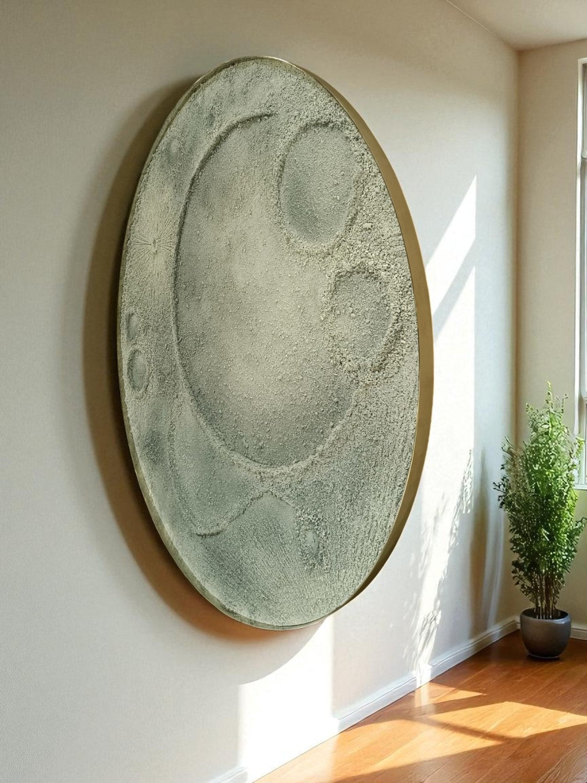 Large Round Textured Moon Inspired Wall Art | Modern 3D Statement Decor - The Gharnish - A Unit of Satkala Creations