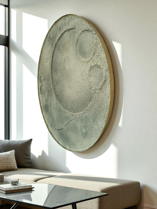 Large Round Textured Moon Inspired Wall Art | Modern 3D Statement Decor - The Gharnish - A Unit of Satkala Creations