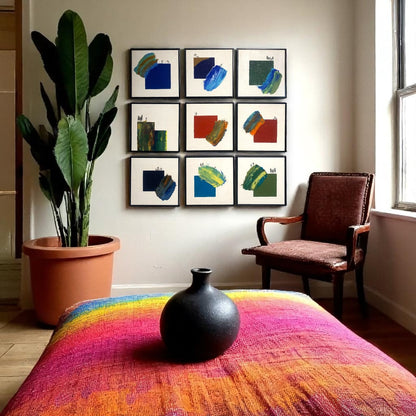 Echoes in Color – 9-Piece Abstract Geometric Wall Art Set - The Gharnish - A Unit of Satkala Creations