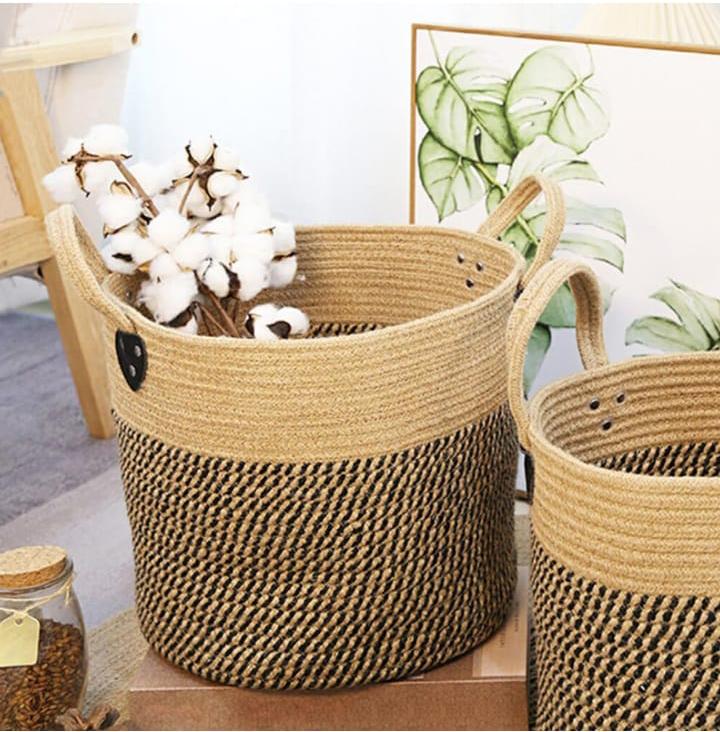 Laundry Basket with handle | Storage Basket Cum Handbag - The Gharnish - A Unit of Satkala Creations
