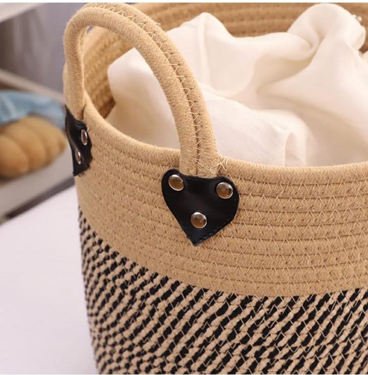 Laundry Basket with handle | Storage Basket Cum Handbag - The Gharnish - A Unit of Satkala Creations