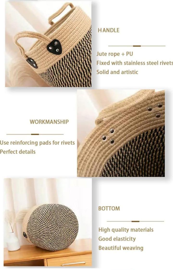 Laundry Basket with handle | Storage Basket Cum Handbag - The Gharnish - A Unit of Satkala Creations
