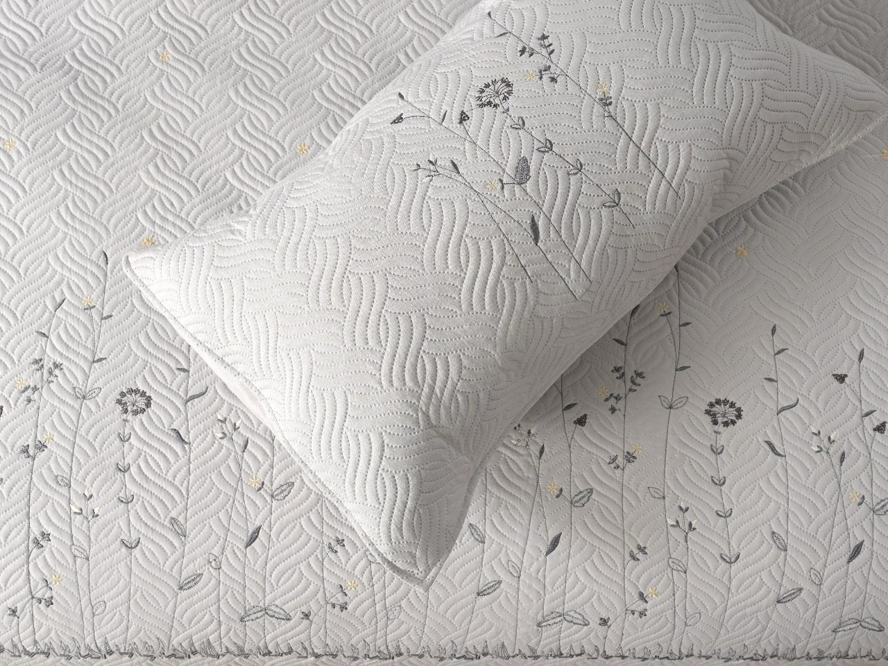Orion Embroidered Quilted Bedding Set - The Gharnish - A Unit of Satkala Creations