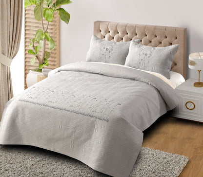 Orion Embroidered Quilted Bedding Set - The Gharnish - A Unit of Satkala Creations