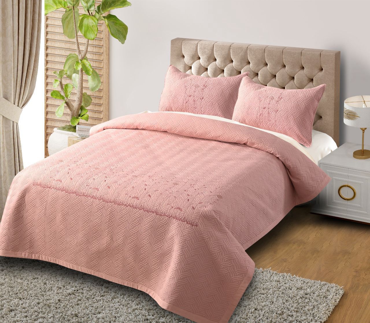 Orion Embroidered Quilted Bedding Set - The Gharnish - A Unit of Satkala Creations