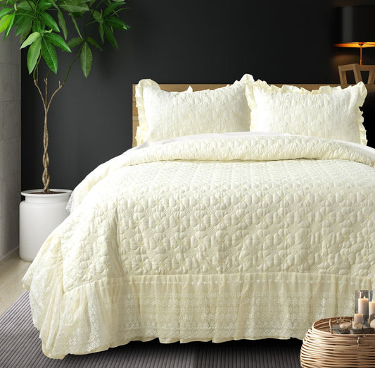 Heaven Beautiful Quilted Laced Bedding Set - The Gharnish - A Unit of Satkala Creations