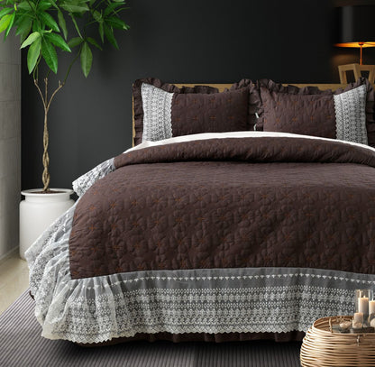 Heaven Beautiful Quilted Laced Bedding Set - The Gharnish - A Unit of Satkala Creations