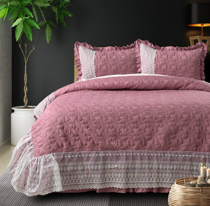 Heaven Beautiful Quilted Laced Bedding Set - The Gharnish - A Unit of Satkala Creations
