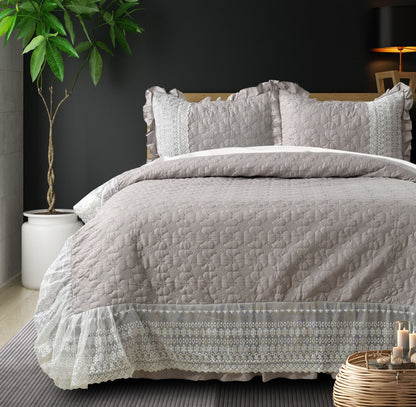 Heaven Beautiful Quilted Laced Bedding Set - The Gharnish - A Unit of Satkala Creations