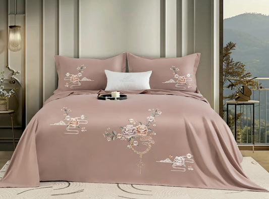 King Size Glace Cotton Premium Quality Embroidered Designer Bedding Set of 3 - The Gharnish - A Unit of Satkala Creations
