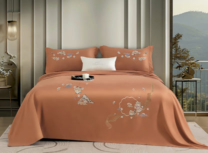 King Size Glace Cotton Premium Quality Embroidered Designer Bedding Set of 3 - The Gharnish - A Unit of Satkala Creations