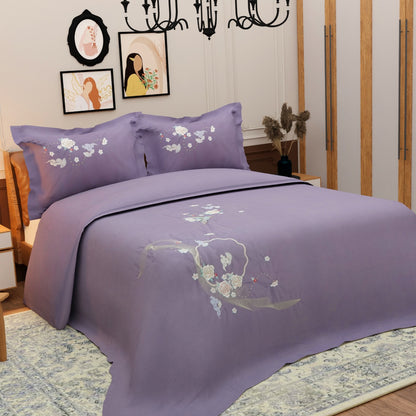 King Size Glace Cotton Premium Quality Embroidered Designer Bedding Set of 3 - The Gharnish - A Unit of Satkala Creations