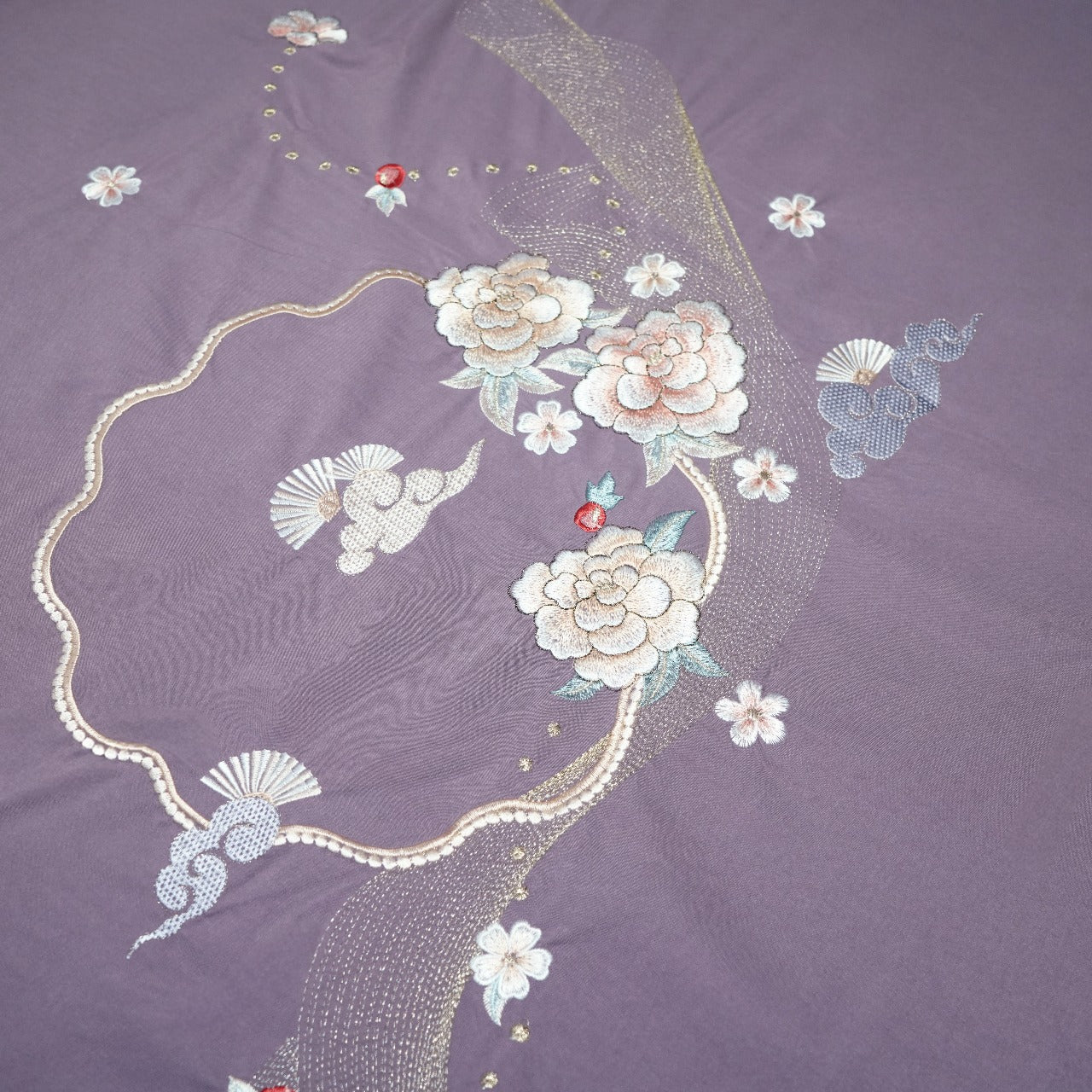 King Size Glace Cotton Premium Quality Embroidered Designer Bedding Set of 3 - The Gharnish - A Unit of Satkala Creations
