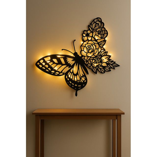 Floral Butterfly Glow Metal Wall Light