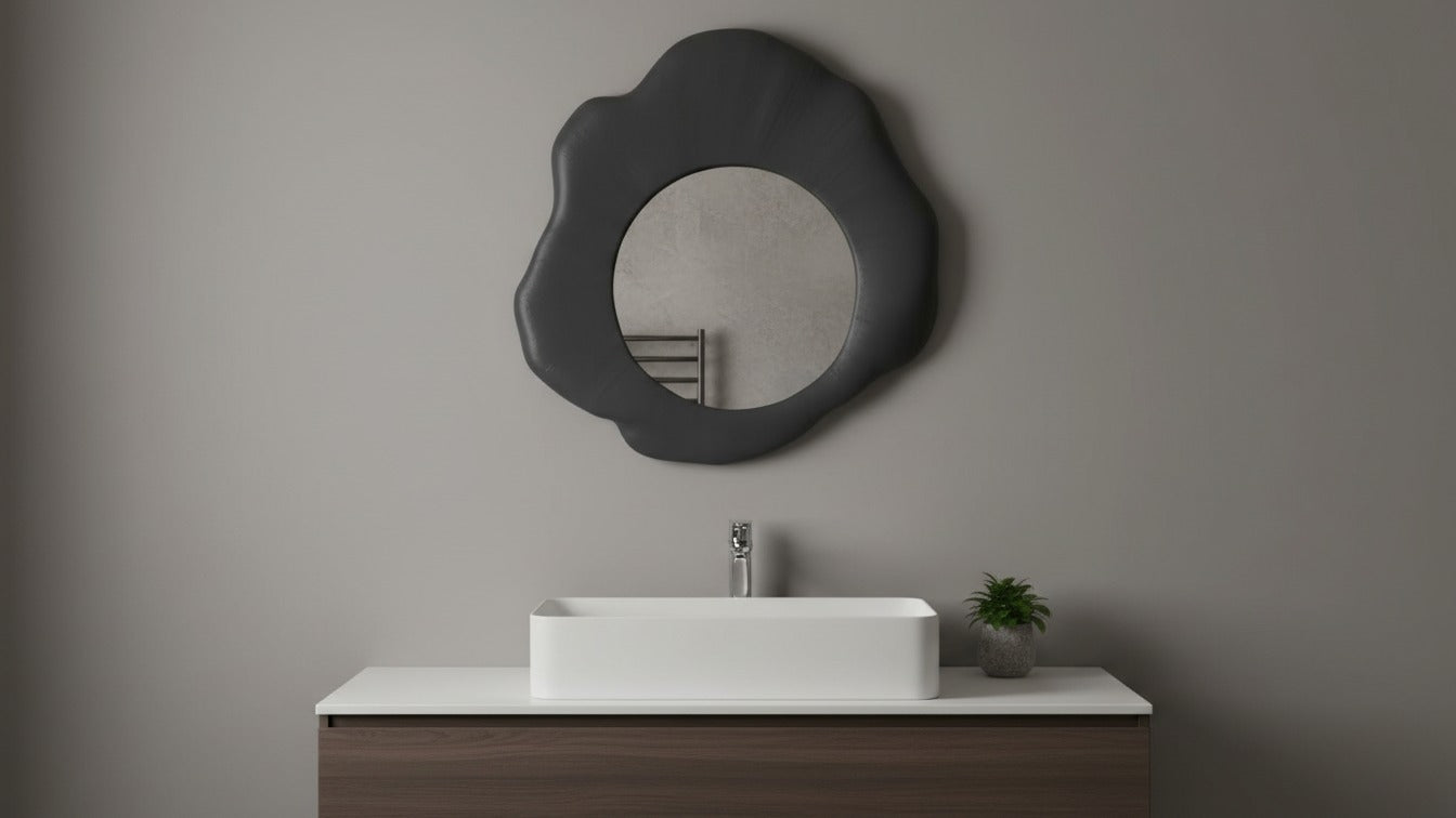 Noir Bloom Sculpted Wall Mirror - The Gharnish - A Unit of Satkala Creations
