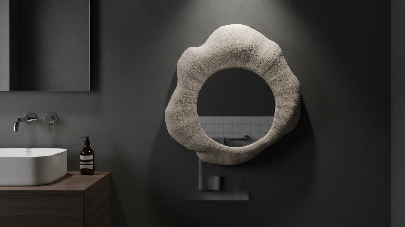 Noir Bloom Sculpted Wall Mirror - The Gharnish - A Unit of Satkala Creations
