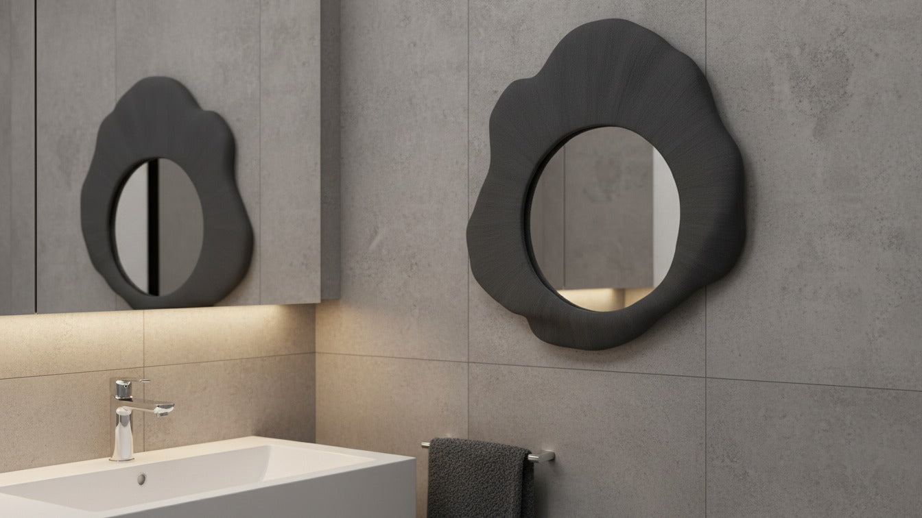 Noir Bloom Sculpted Wall Mirror - The Gharnish - A Unit of Satkala Creations
