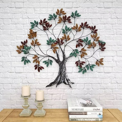 Handcrafted metal wall art featuring a detailed Tree of Harmony design, ideal for decorative wall decor in modern interiors.