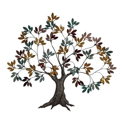 Handcrafted metal wall art featuring a Tree of Harmony design by The Gharnish, with intricate branches and delicate leaf details.
