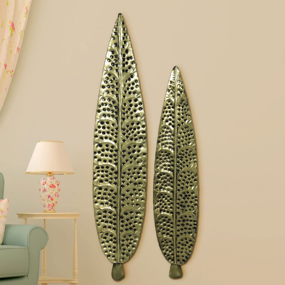 Handcrafted set of 2 leaves metal wall art - The Gharnish - A Unit of Satkala Creations
