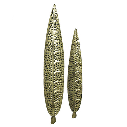 Handcrafted set of 2 leaves metal wall art - The Gharnish - A Unit of Satkala Creations