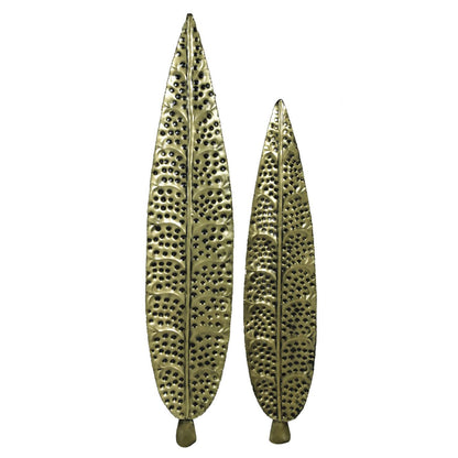 Handcrafted set of 2 leaves metal wall art - The Gharnish - A Unit of Satkala Creations