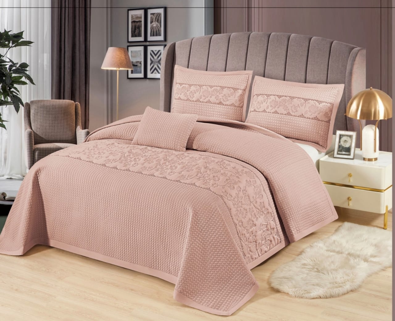 Gracie Designer Quilted Double Bedcover Set of 4 Pcs - The Gharnish - A Unit of Satkala Creations