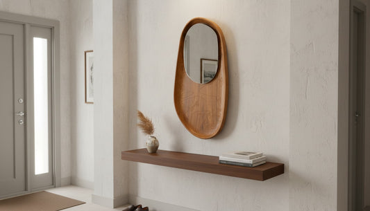 Pebble Aura Asymmetrical Wooden Wall Mirror - The Gharnish - A Unit of Satkala Creations