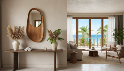 Pebble Aura Asymmetrical Wooden Wall Mirror - The Gharnish - A Unit of Satkala Creations