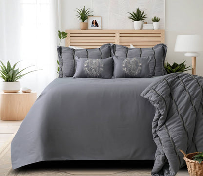 The Gharnish Summer Breeze Luxe Bedding Set featuring 6 pieces with soft, breathable fabric in a light, airy design.