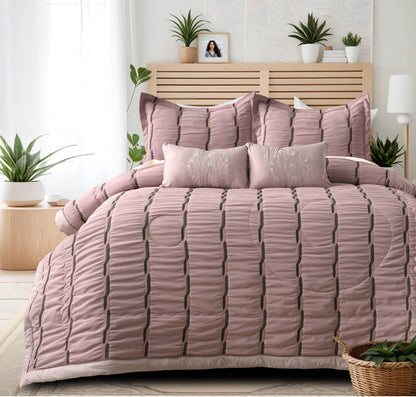 The Gharnish Summer Breeze Luxe Bedding Set, 6-piece, featuring soft, breathable fabric with a stylish, modern design.