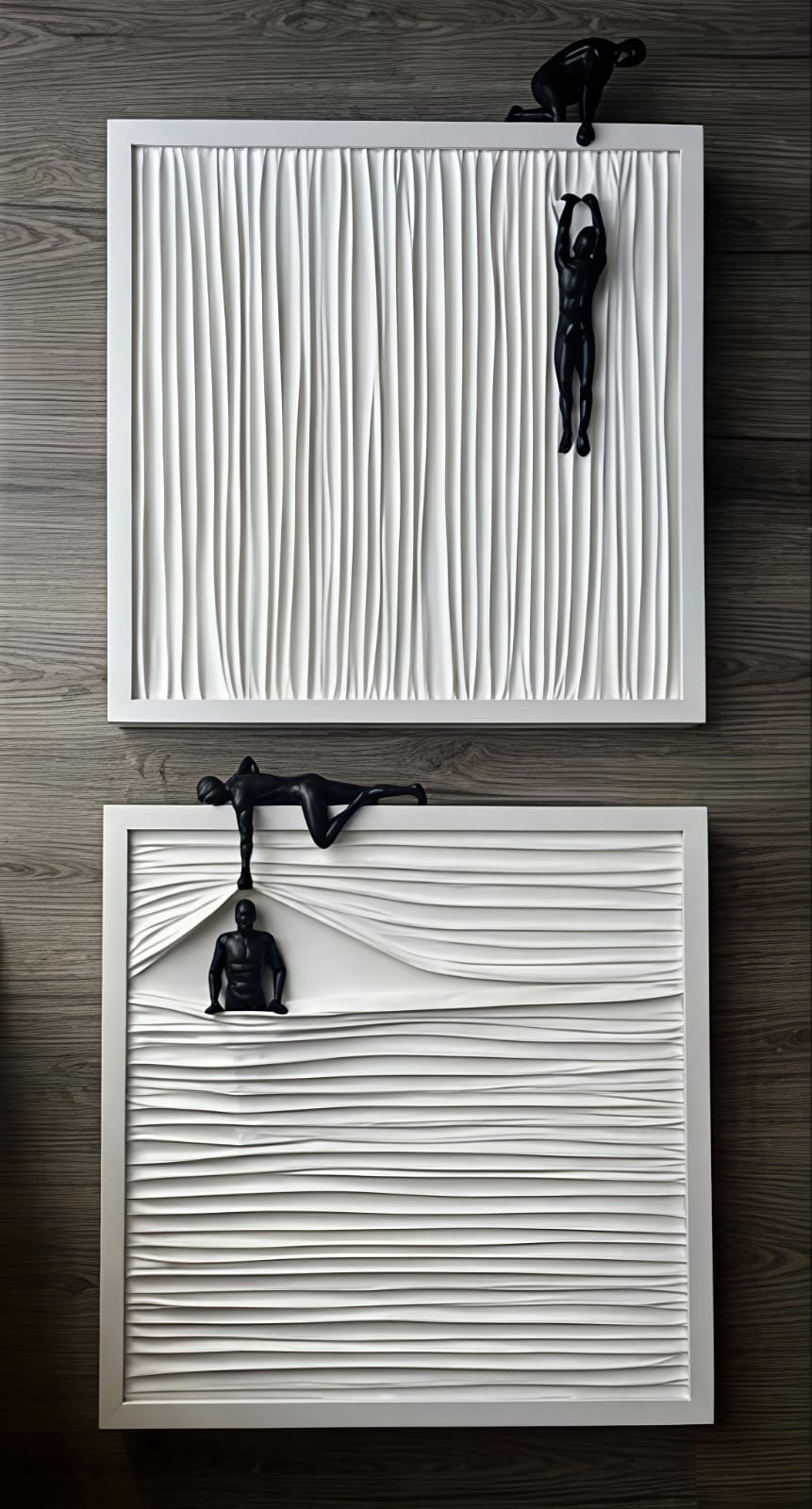 Silent Struggle wooden wall art by The Gharnish featuring intricate carved wooden frames for modern home decor.