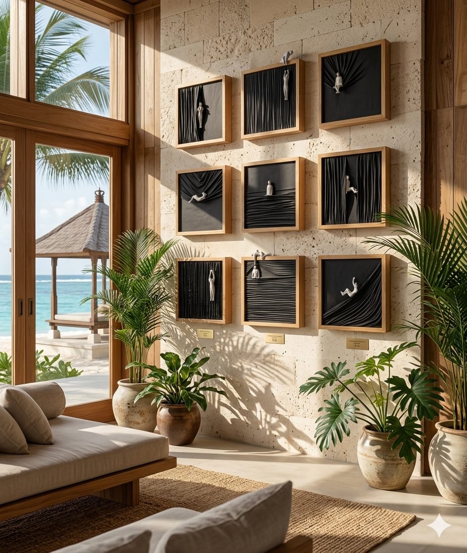 Premium Wooden Human Drape Wall Art Set of 9