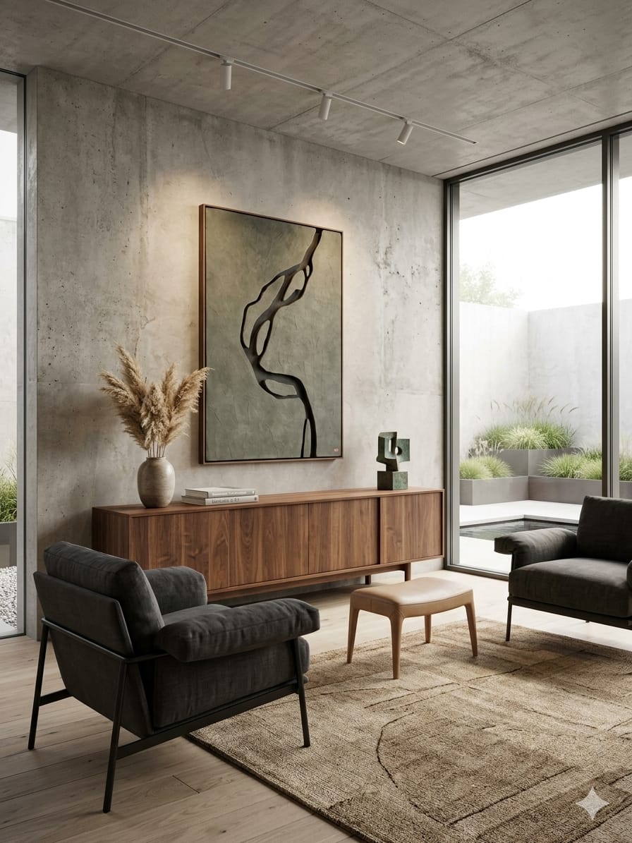 Modern abstract wooden wall art piece by The Gharnish, featuring sleek, contemporary design for luxury interior decor.
