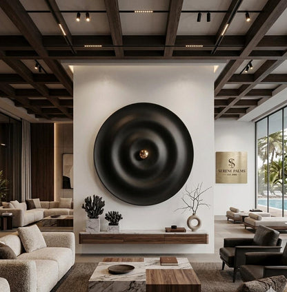 Eclipse Harmony Modern Black Circular Metal Wall Art