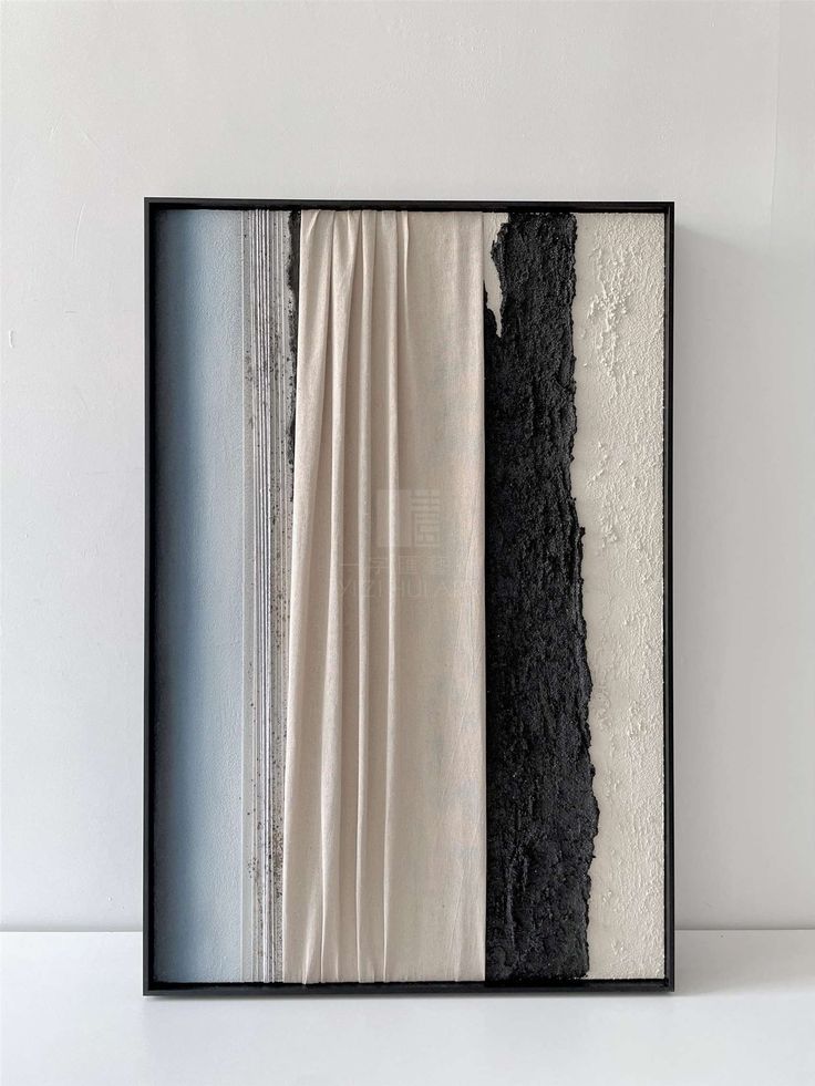 Contemporary handcrafted abstract fabric artwork mounted on wooden wall art by The Gharnish, showcasing vibrant textures and modern design.