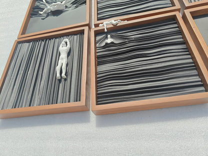 Premium Wooden Human Drape Wall Art Set of 9