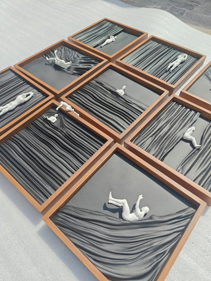 Premium Wooden Human Drape Wall Art Set of 9