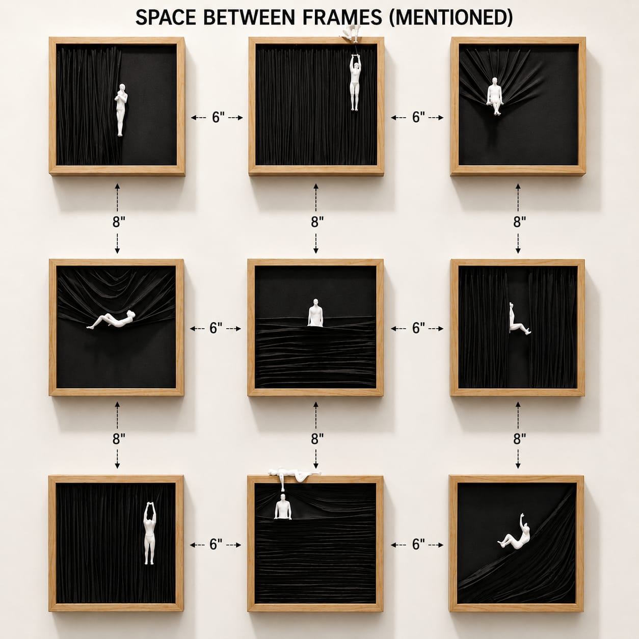 Premium Wooden Human Drape Wall Art Set of 9