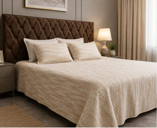 Luxury Jacquard 3-piece king bedding set by The Gharnish, textured bedspread with two matching pillow covers.