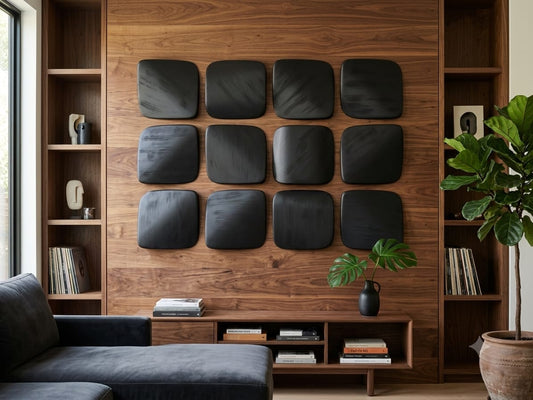 Charcoal Essence Sculpted 3D Wooden Wall Art by The Gharnish, featuring intricate carved design for modern interior decor.