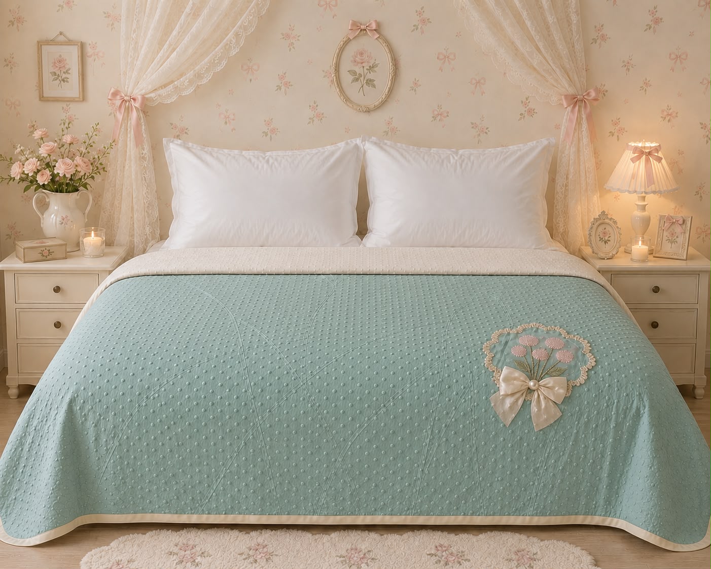 Aurelia Luxe Dots & Bows AC Comforter – Premium Double Bed Comforter