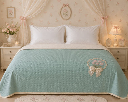 Aurelia Luxe Dots & Bows AC Comforter – Premium Double Bed Comforter