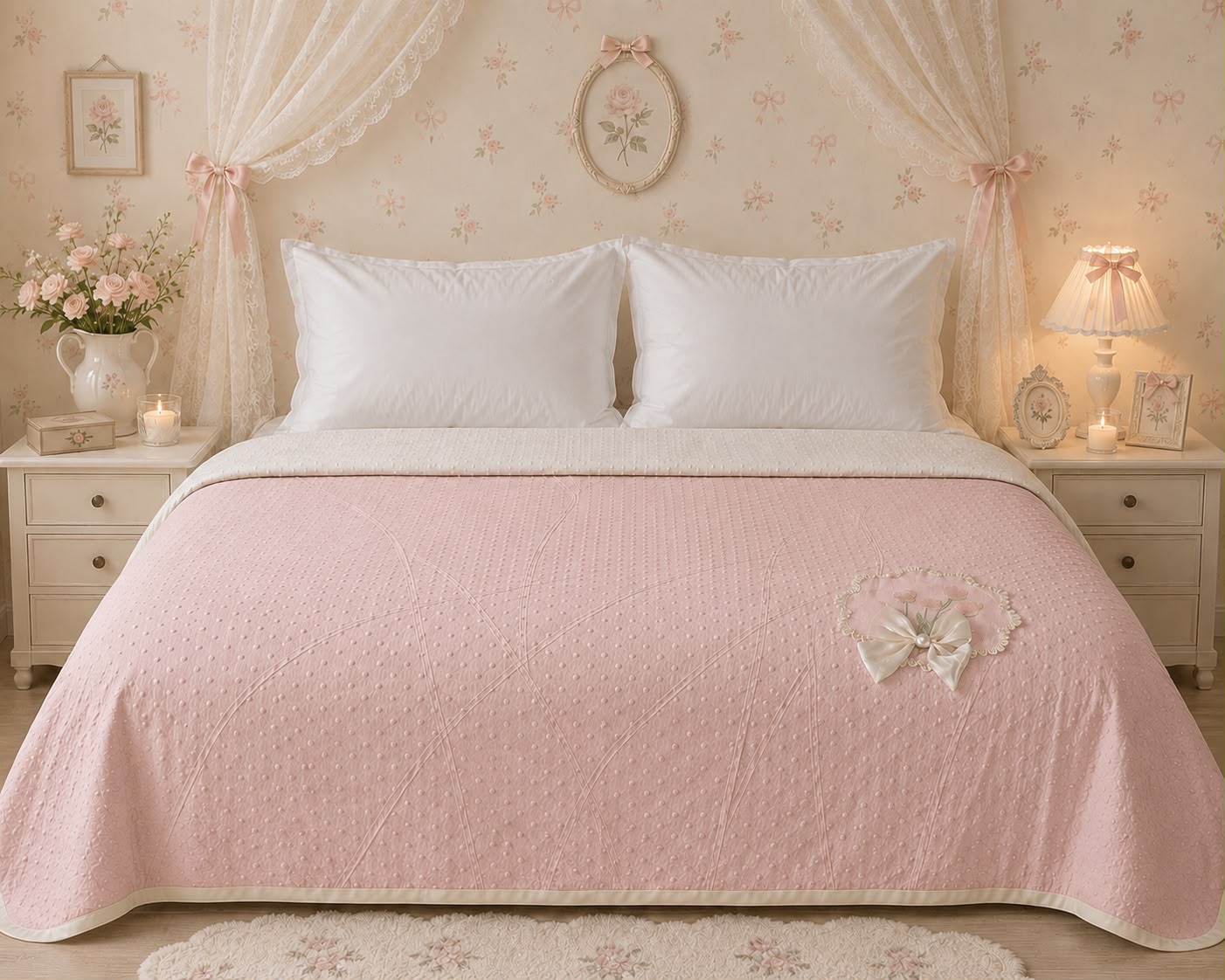 Aurelia Luxe Dots & Bows AC Comforter – Premium Double Bed Comforter