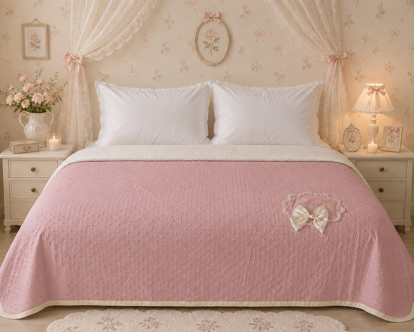 Aurelia Luxe Dots & Bows AC Comforter – Premium Double Bed Comforter
